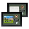 Golf HoleinOne Enclosed Shadowbox | 3 Frame Colors with Acrylic Front | Holds Golf Ball & Vertical Scorecard or Photo | Engraved Plate view 1