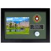 Golf HoleinOne Enclosed Shadowbox | 3 Frame Colors with Acrylic Front | Holds Golf Ball & Vertical Scorecard or Photo | Engraved Plate view 3