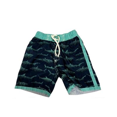 Quad Seven Toddler Boys Swim Trunks - Shark Pattern (Green, 2 Toddler)