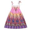 Baby Girls Sundress for 1-8 Years Old Kids Children Vestidos Floral Bohemian Beach Straps Dress Necklace Sets (5-6 Years Old, Purple) view 1