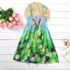 Baby Girls Sundress for 1-8 Years Old Kids Children Vestidos Floral Bohemian Beach Straps Dress Necklace Sets (3-4 Years Old, Green) view 3
