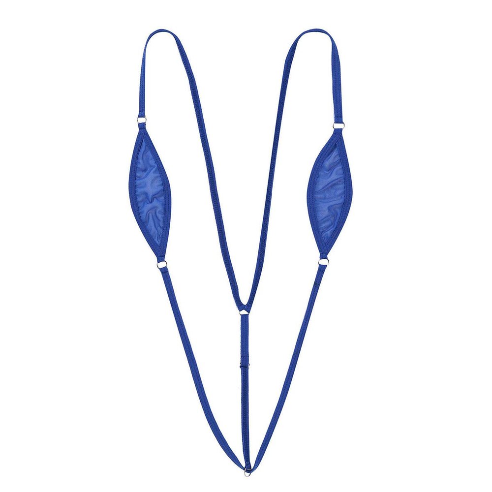 CHICTRY Women's Micro V Shape String Bikini One Piece Monokini Thong Bodysuit Swimsuit Royal Blue One Size