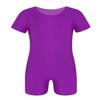 Freebily Kids Girls Sleeveless Keyhole Back Gymnastics Leotard Unitard Jumpsuit Spandex Tumbling Dance Bodysuit Biketard Purple Short Sleeve 4 Years view 1