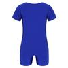 FEESHOW Boys Girls Team Basic Gymnastics Dance Tank Leotard Unitard Biketard for Atheltic, Sports, Tumbling or Swimming Short Sleeve Blue 5-6 view 2