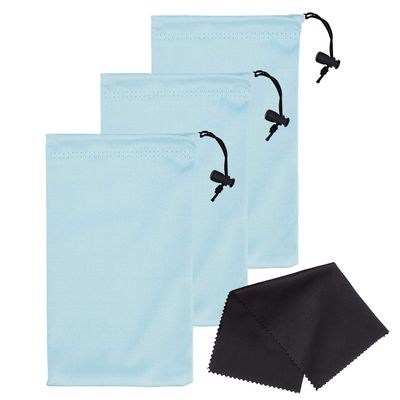 Mamlyn Set of 3 Microfiber Soft Sunglasses Pouches, With Drawstring Closure
