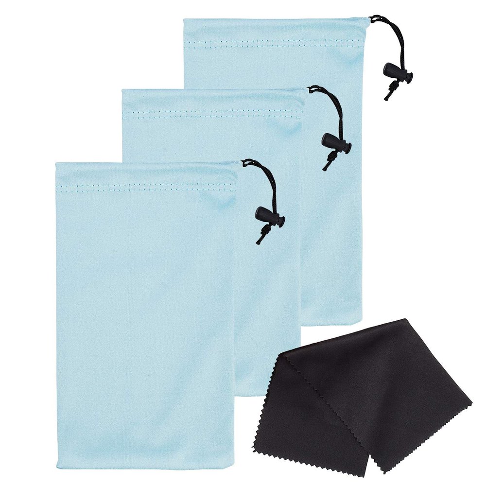Mamlyn Set of 3 Microfiber Soft Sunglasses Pouches, With Drawstring Closure