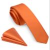 GUSLESON Pumpkin Orange Tie Skinny Ties For Men Slim Formal Necktie and Pocket Square Sets (0802-13) view 1
