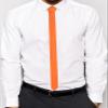 GUSLESON Pumpkin Orange Tie Skinny Ties For Men Slim Formal Necktie and Pocket Square Sets (0802-13) view 2