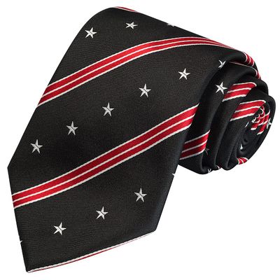 KissTies Mens Silk Patriotic Tie USA Necktie Black Stripes N Stars Ties + Gift Box