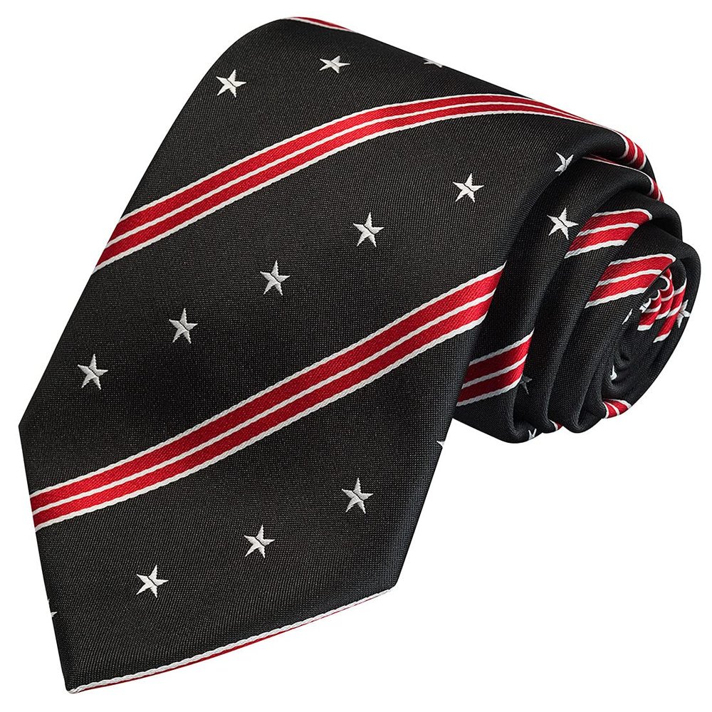 KissTies Mens Silk Patriotic Tie USA Necktie Black Stripes N Stars Ties + Gift Box