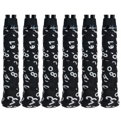 Alien Pros Tennis Racket Grip Tape (6 Grips)  Precut and Dry Feel Tennis Grip  Designer Tennis Overgrip Grip Tape Tennis Racket  Wrap Your Racquet for High Performance (6 Grips, Black Numbers)