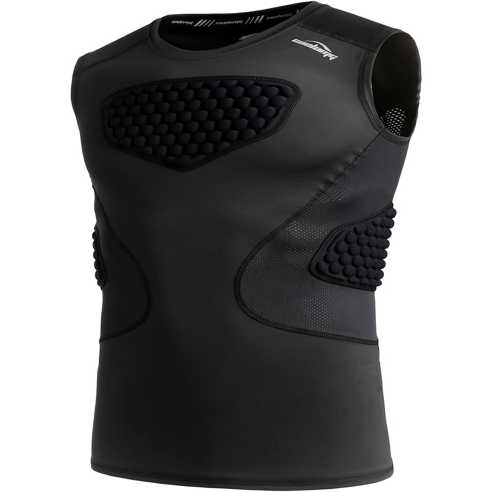 COOLOMG Youth Baseball Chest Protector Padded Shirt Kids Rib Heart Guard Sternum Protection for Softball Football Lacrosse Goalies XS