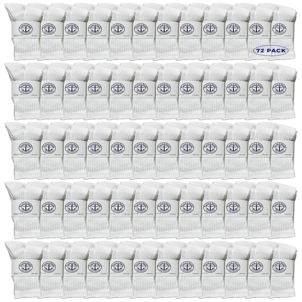 Yacht & Smith 72 Pairs Of Wholesale Kids Crew Socks, Childrens Cotton Casual Crew Socks Size 6-16