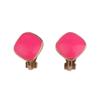 HAPPYAN Cute Candy Color Enamel Geometric Shape Clip on Earrings Non Pierced for Women Ear Clip (Rose Red Clip-on) view 1