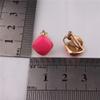 HAPPYAN Cute Candy Color Enamel Geometric Shape Clip on Earrings Non Pierced for Women Ear Clip (Rose Red Clip-on) view 3