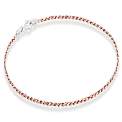 Miabella 925 Sterling Silver Solid 1.5mm Diamond-Cut Braided Rope Chain Anklet Ankle Bracelet for Women, Made in Italy (rose-gold-plated-silver, 10)