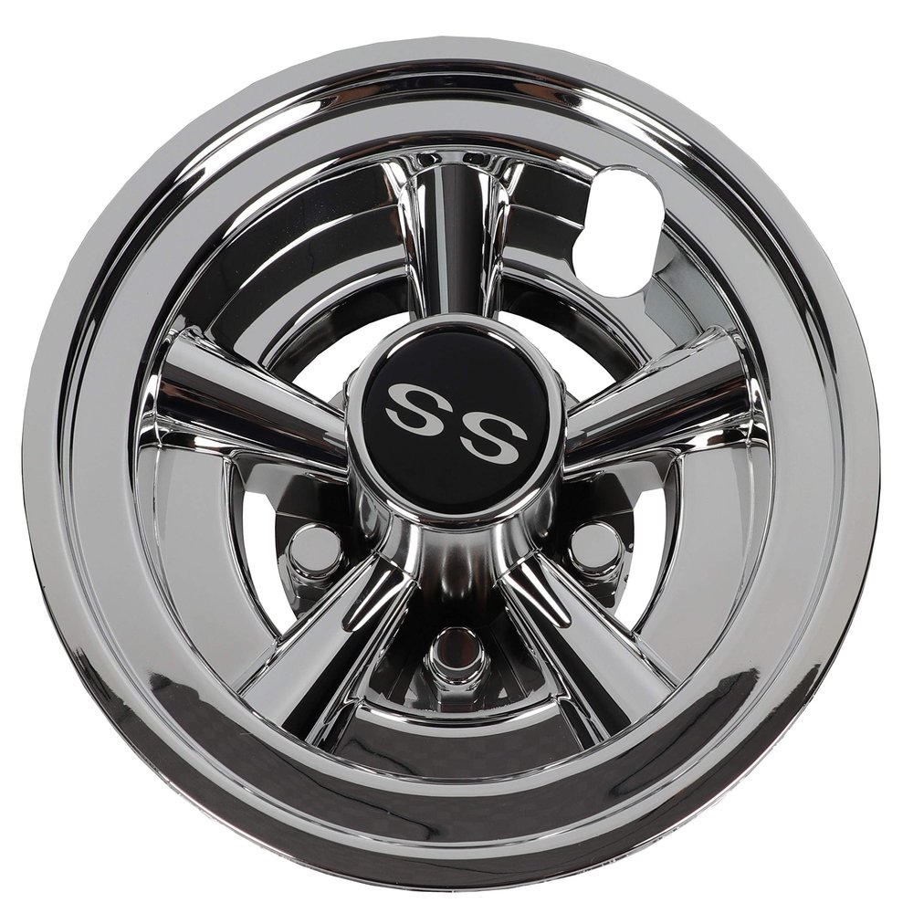 Golf Cart 8" SS Wheel Covers Hub Caps, Set of (4) Fits on Yamaha Club CAR EZ-GO Golf Cart (Silver)