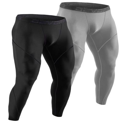 DEVOPS 2 Pack Men's Thermal Compression Pants, Athletic Leggings Base Layer Bottoms (Medium, Black/Light Grey)