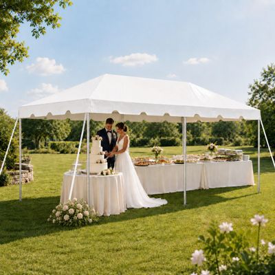 Party Tents Direct 10' x 20' Steel Frame Tent with White Vinyl Cover