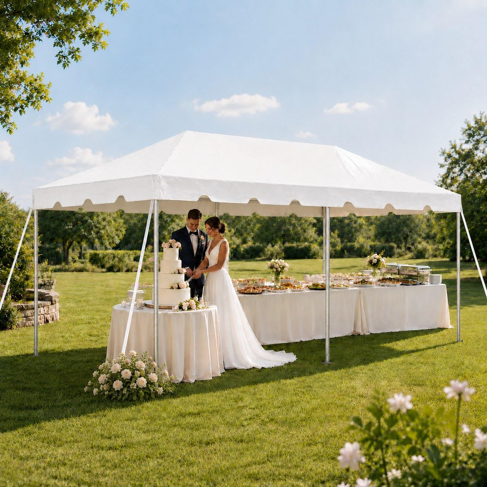 Party Tents Direct 10' x 20' Steel Frame Tent with White Vinyl Cover