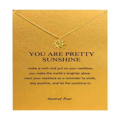 Baydurcan Sun Necklace with You Are Sunshine Message Card Gift (Abstract sun)