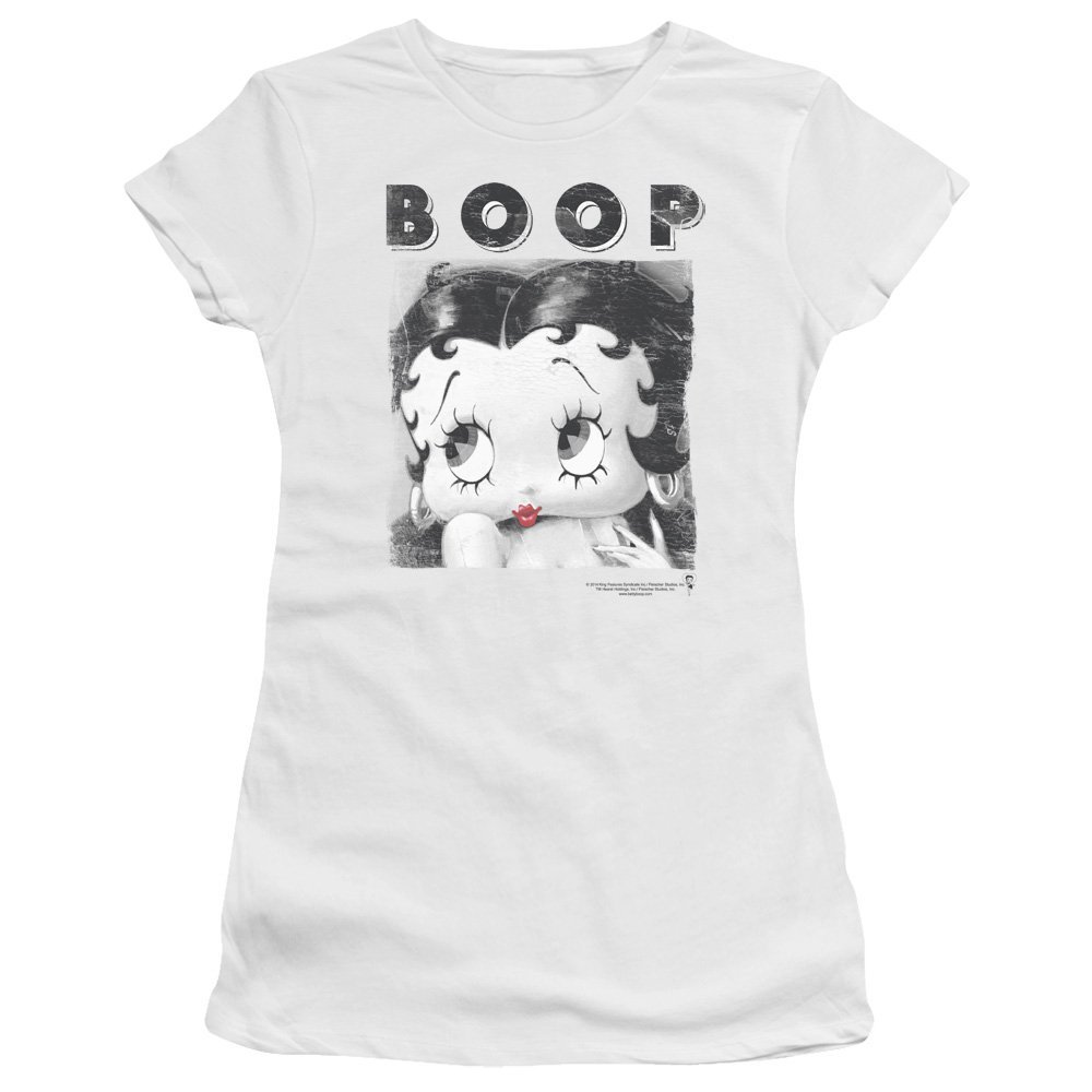 Trevco Betty Boop Not Fade Away Juniors' Sheer Fitted T Shirt, 2X-Large White