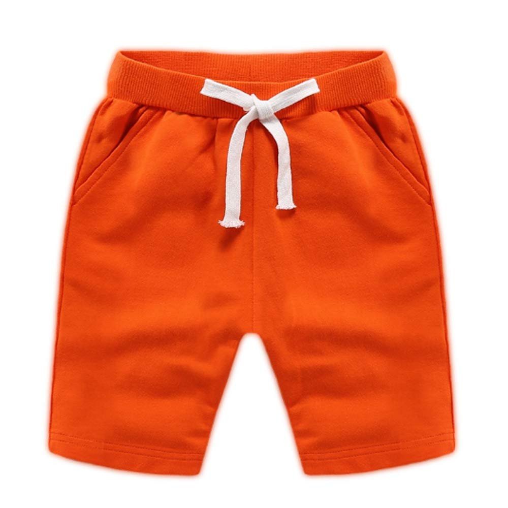 Ding Dong Baby Toddler Kid Boy Summer Solid Cotton ShortsOrange,5T