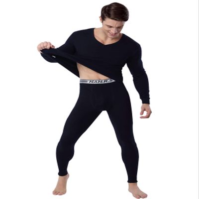 Jueshanzj Men's Cotton V-Neck Thermal Underwear Set XL Navy
