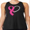 Ladies Heart Awareness Ribbon Racerback Tank Top - 4XL Solid Black view 1
