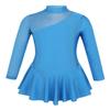 CHICTRY Girls' Sparkly Mock Neck Mesh Figure Ice Skating Dress Spandex Long Sleeves Dance Leotard Lake Blue 8 view 1