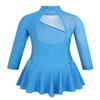 CHICTRY Girls' Sparkly Mock Neck Mesh Figure Ice Skating Dress Spandex Long Sleeves Dance Leotard Lake Blue 8 view 2