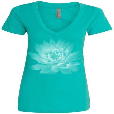Yoga Clothing For You Ladies Lotus Flower Deep V-Neck Tee Shirt, 2XL Tahiti