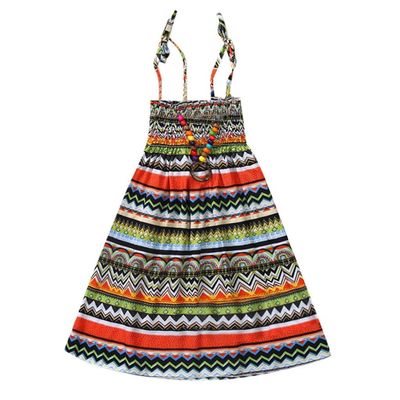 Baby Girls Sundress for 1-8 Years Old Kids Children Vestidos Floral Bohemian Beach Straps Dress Necklace Sets (18-24 Months, Coffee)