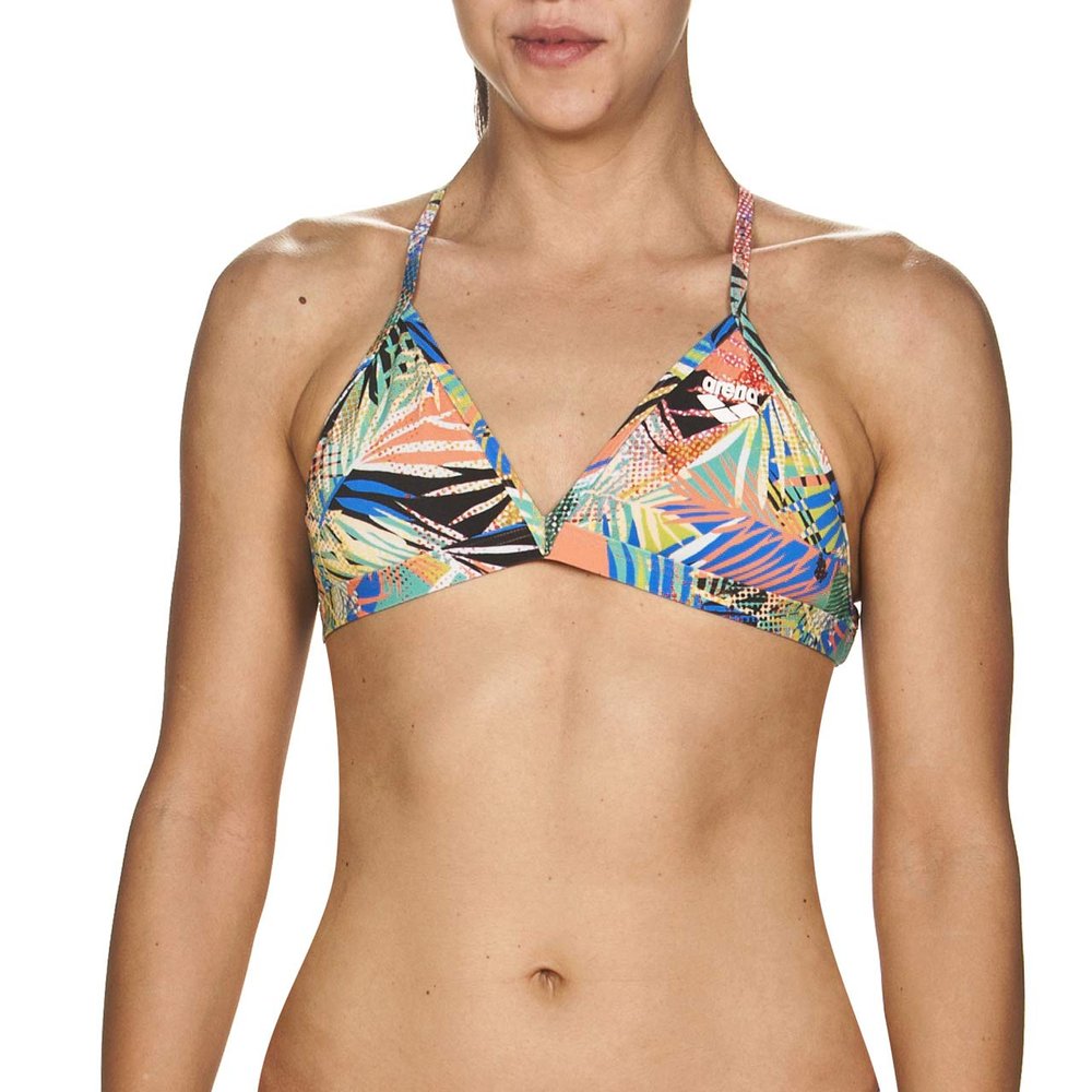 ARENA Floral Allover Tie Back MaxLife Bikini Top, Black - Multicolor, 22