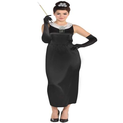 amscan Womens Breakfast at Tiffany's Holly Golightly Costume Set, Large (10-12)- 4 pcs. , Black
