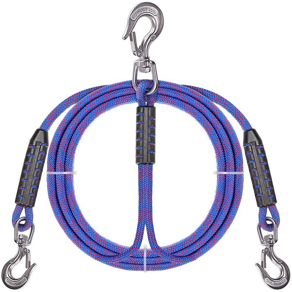 24 ft Heavy Duty Boat Tow Harness, Boat Tow Ropes, Easy Connection w/ 3 Stainless Steel Larger Hooks, SELEWARE