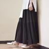 ebossy Women's Elastic Waist Tiered Shirring Crinkle Summer Flowy Long Maxi Skirt (Length 95cm, Black) view 4