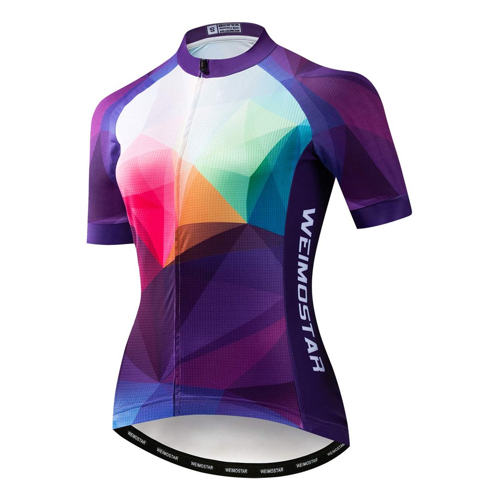 Cycling Jersey Women's Bike Jersey MTB Shirts Bicycle Shirt Team Racing Tops Purple White