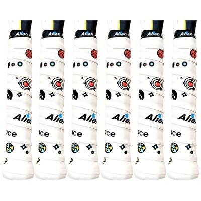 ALIEN PROS Tennis Racket Grip Tape (6 Grips)  Precut and Dry Feel Tennis Grip  Designer Tennis Overgrip Grip Tape Tennis Racket  Wrap Your Racquet for High Performance (6 Grips, White Space)