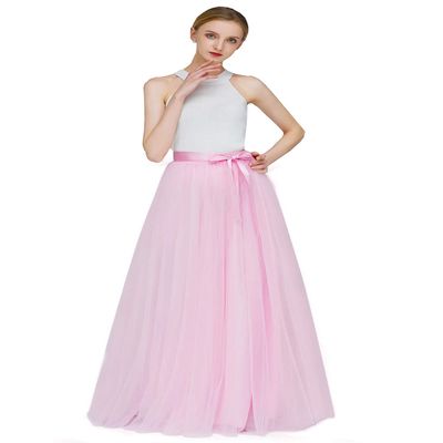 EllieHouse A Line Long Full Bridesmaid Tulle Skirt for Wedding Evening Party P68 Pink S