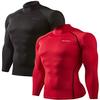 DEVOPS 2 Pack Men's Thermal Turtle Mock Neck Shirts, Compression Long Sleeve Tops (Large, Black/Red) view 1