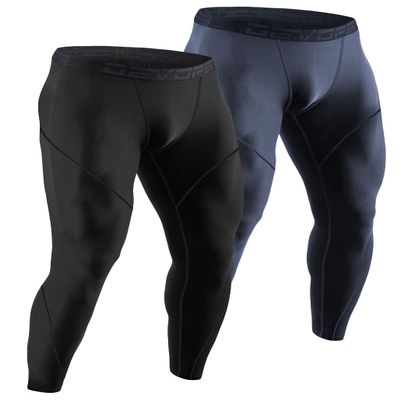 DEVOPS Men's Thermal Compression Pants, Athletic Leggings Base Layer Bottoms (2 Pack) (Medium, Black/Charcoal)