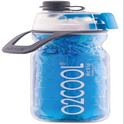 O2COOL Arctic Squeeze Mist 'N Sip Insulated Bottle w/Silicone Spout Cover And Locking Misting Function - 20 oz, Crackle Blue