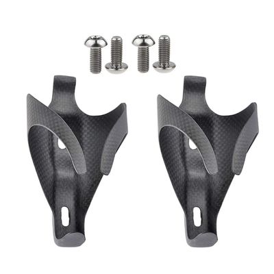Yaruijia 3K Full Carbon Fiber Bicycle Water Bottle Cages Lightweight Mountain Bike Holder Pack of 2 (M5x12mm Titanium, Matte)