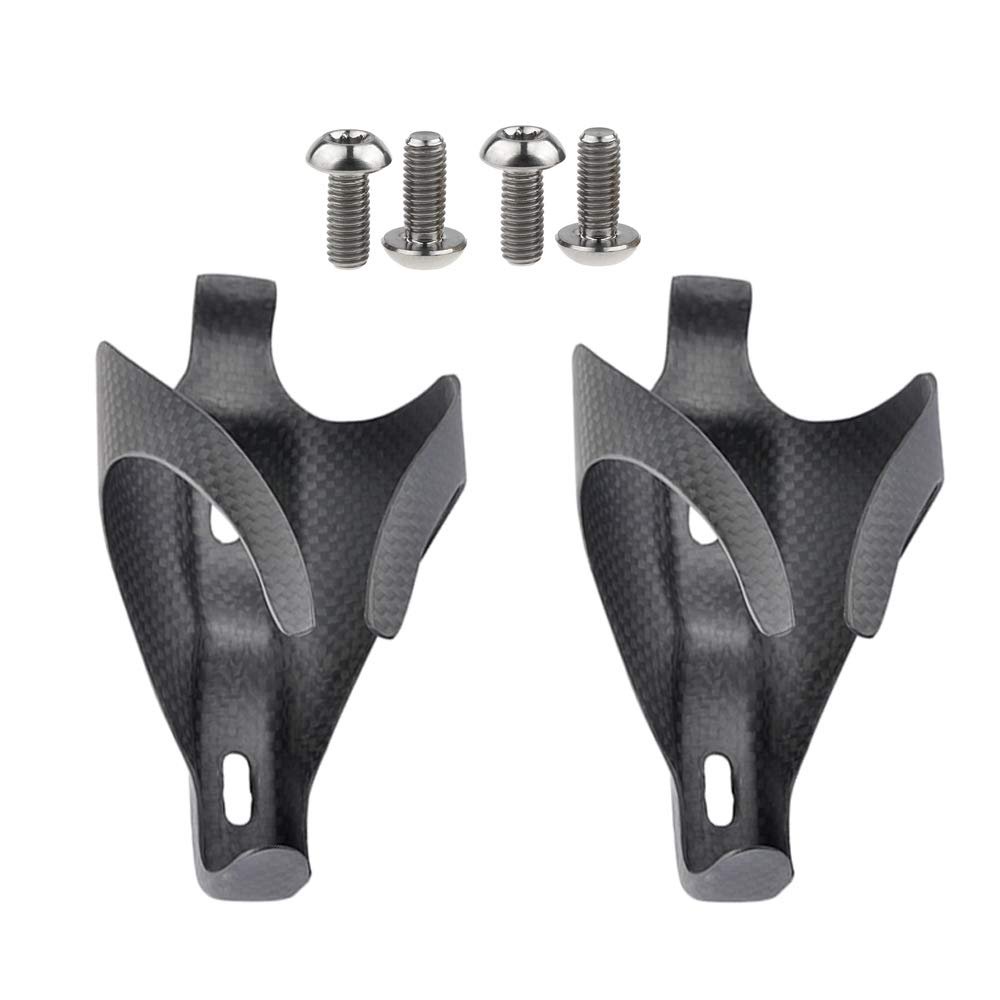 Yaruijia 3K Full Carbon Fiber Bicycle Water Bottle Cages Lightweight Mountain Bike Holder Pack of 2 (M5x12mm Titanium, Matte)