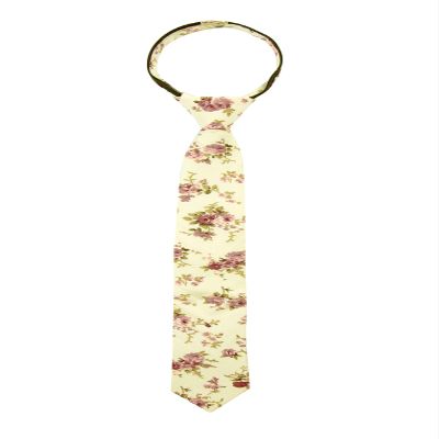 Spring Notion Boys' Cotton Floral Skinny Zipper Tie, Yellow Medium