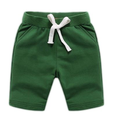 Ding Dong Baby Toddler Kid Boy Summer Solid Cotton ShortsArmy Green,2T