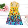 Baby Girls Sundress for 1-8 Years Old Kids Children Vestidos Floral Bohemian Beach Straps Dress Necklace Sets (18-24 Months, Yellow) view 2