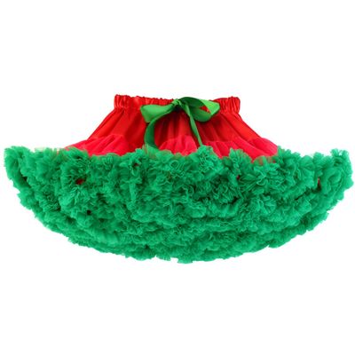 URVIP Women Tiered Tulle Pleated Tutu Skirt Princess Ballet Dance Pettiskirt One Size Red Green