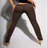 KouCla Women's Sequin Waistband Slim Stretch Trouser Pant (M, Brown) view 3